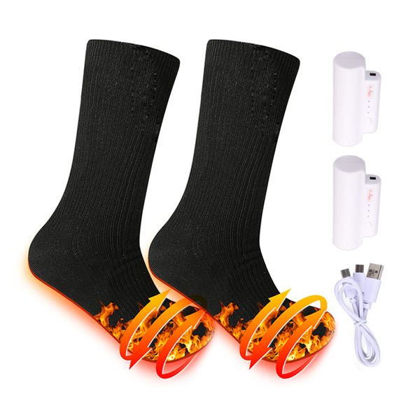 

thermal cotton heated socks men women battery case battery operated winter foot warmer electric socks warming, Black