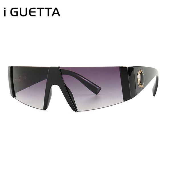 

iguetta square luxury sunglasses men brand designer modern vintage one-piece flat shape sun glasses women retro uv400 pu-179, White;black