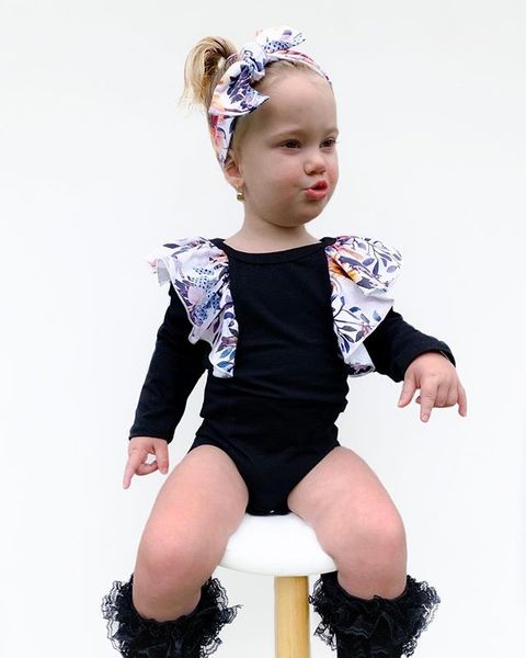 

0-18m новорожденный девочка одежда с длинным рукавом хлопок цветочного комбинезона комбинезон с оголовьем осень повседневной эпикировка, Blue