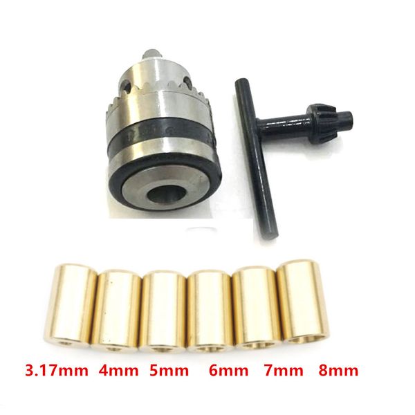 

drill chuck 0.6-6mm mount b10 adapter with key + copper connect rod motor shaft 3.17mm/4mm/5mm/6mm/7mm/8mm for power tools