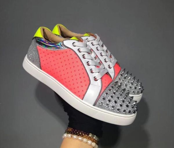 

designer sneakers red bottom spikes flat velours suede sneakers iron grey men trainers 100% real leather party shoes mn189607, Black