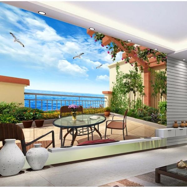 

wall papers home decor designers high-end luxury villa balcony space extended tv background wall