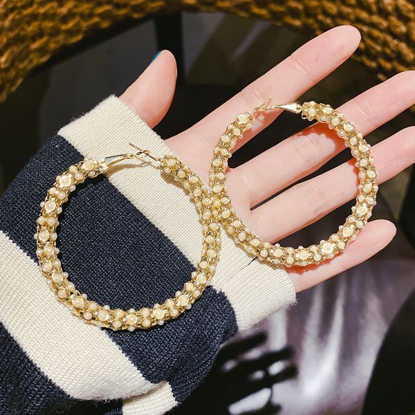 

europe and america exaggeration circle earrings women's south korea elegant cool earrings elegant cool ear stud versatile p, Silver