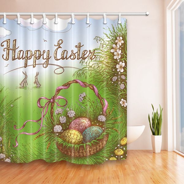 2019 180 180cm Baby Happy Easter 3d Bathroom Shower Bunny Curtains
