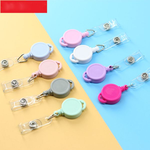 

office stationery id cards clips candy color business badge retractable lanyards holder clips badge reel