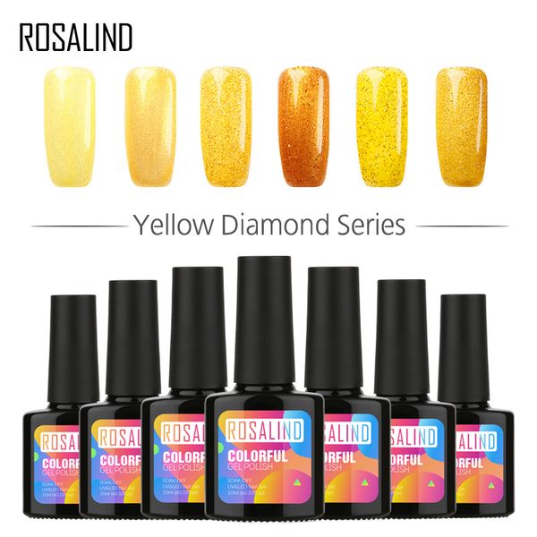 

rosalind gel 1s 10ml black bottle yellow diamond glitter semi permanent gel nail polish soak off nail art uv led varnish