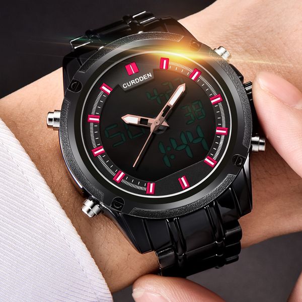 

2019 электронные часы мужчины спортивные часы повседневная пятно светодиодный цифровой браслет из нержавеющей стали наручные часы подарок кв, Slivery;brown