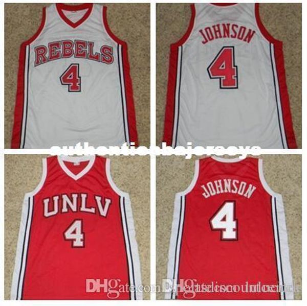 

factory outlet custom #4 larry johnson unlv runnin rebels basketball jersey red white embroidery stitched custom any name and number, Black;blue