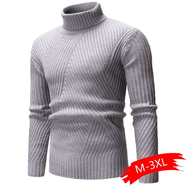 

men high collar sweater 2019 autumn winter casual striped khitted warl long sleeve turtleneck sweater male thick wool pullovers, White;black