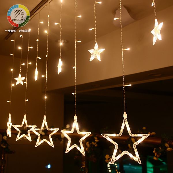 

fiery sale led christmas festival coloured lights shop originality decoration stars lamp five-pointed star window curtains lamp