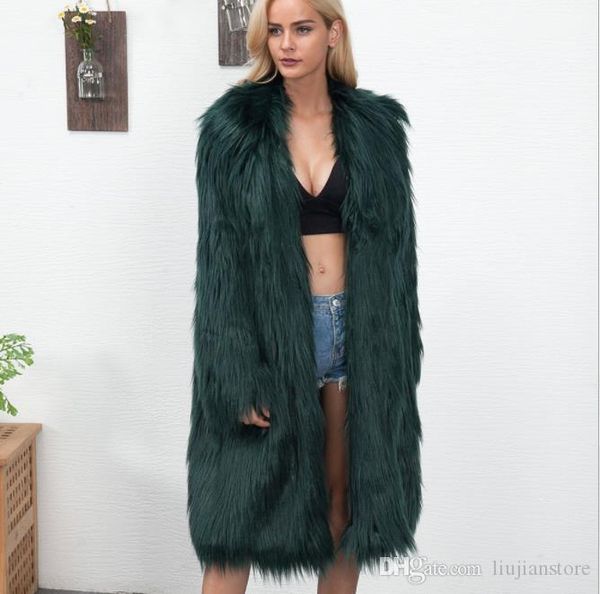 

fur coats winter womens designer solid outerwear womens fashion panelled loose coat luxury womens faux, Black