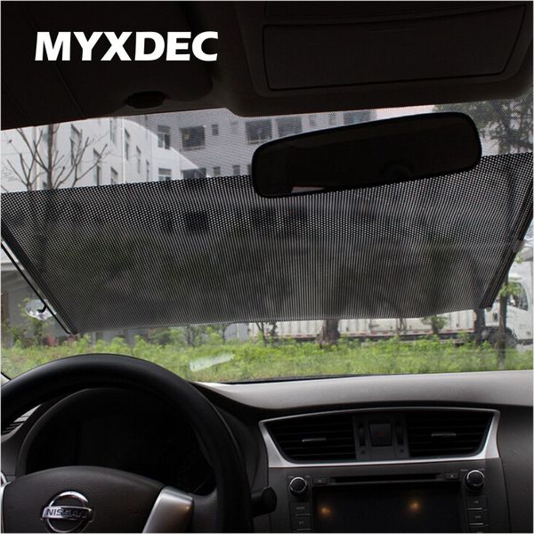

auto retractable silver/black uv protection front windshield sunshade car pullroll rear rewinding visor cover sunshield