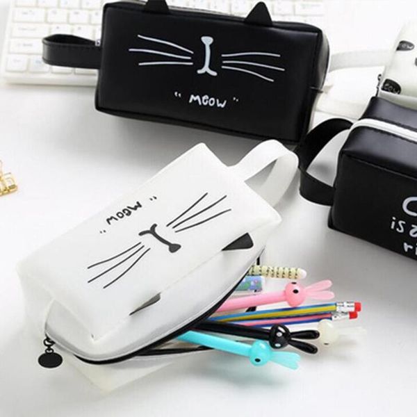 

cute kawaii cat school pencil case large jelly gel penal pouch boys supplies stationery for girls box pencilcase bag cartoo d7t7