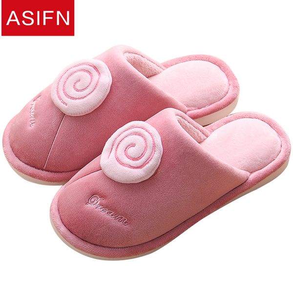 

asifn women slippers for couple winter warm cute lollipop ladies shoes woman home flip flops male fur mules sapato feminino, Black