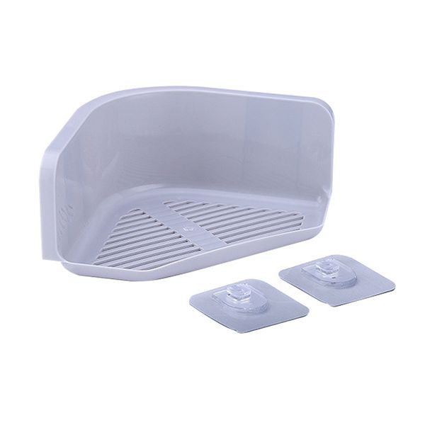 

suction cup kitchen bathroom corner storage rack organizer shower shelf gray