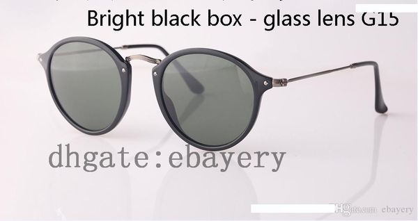 

round sunglasses vintage women sunglasses uv400 protection brand designer sun glass 49mm nylon frame glass lens with box,case, White;black