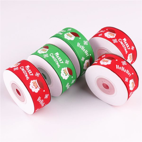 

a roll of color ribbon double-sided double-sided thread with christmas cartoon printed gift bow decoration new year party decor