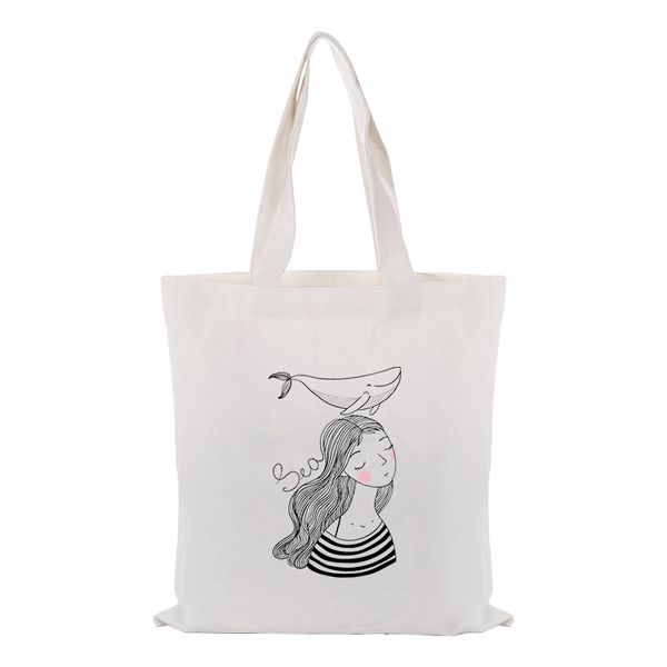

illustration handbag daily use diy custom print logo canvas tote bag eco ecologicas reusable shopper bag recycle