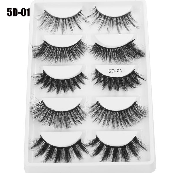 

5 pairs mixed 5d fuax mink hair false eyelashes crisscrossing wispies flared eyelashes extension light-weight makeup lashes
