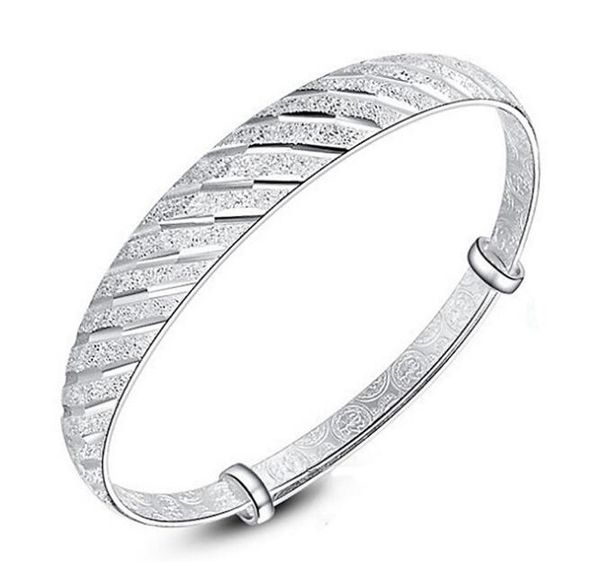 

new vintage ajustable carving bangle bracelet fashion 925 sterling silver plated bracelets jewelry women bangle nice gift, Black
