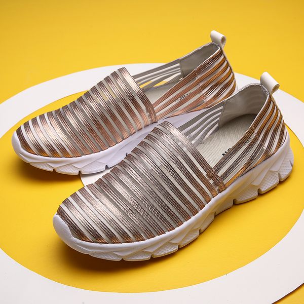 

golden flat women sandals slip-on comfortable shoes women mesh breathable lightweight female casual sneakers plat tide wide shoe, Black