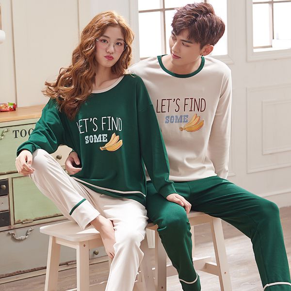 

autumn pajamas winter cotton long sleeved men and women pajamas cartton print quality couple home suit leisure sleep wear -3xl, Black;red