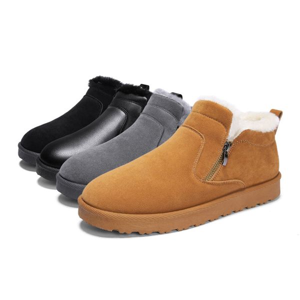 

new arrival men's boots rush 2019 men's boots with warm fur snow men winter work shoes fashion rubber ankle shoes y, Black