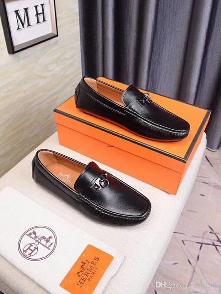 

20fw brands men loafers spring and autumn men casual shoes genuine leather driving shoes crocodiles texture men's flats shoes plus size, Black