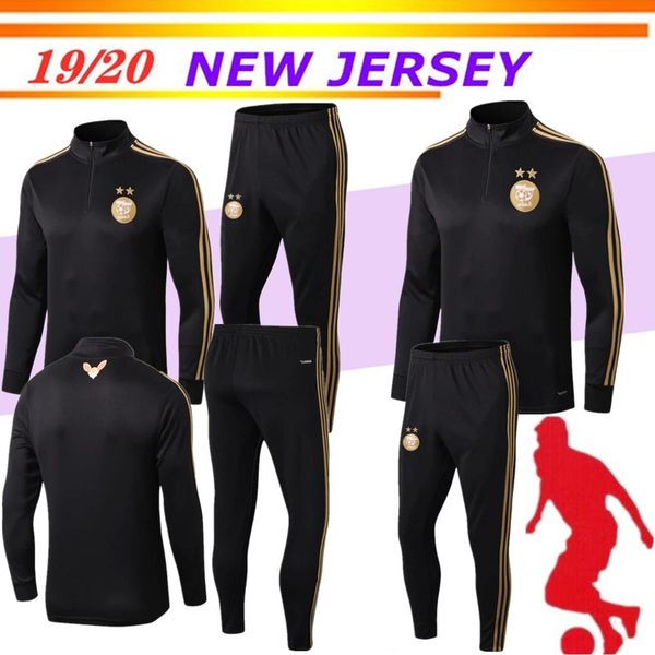 

algeria mahrez soccer training suit 19 20 belaili bounedjah survetement maillot de foot feghoul sportswear set football tracksuit, Black