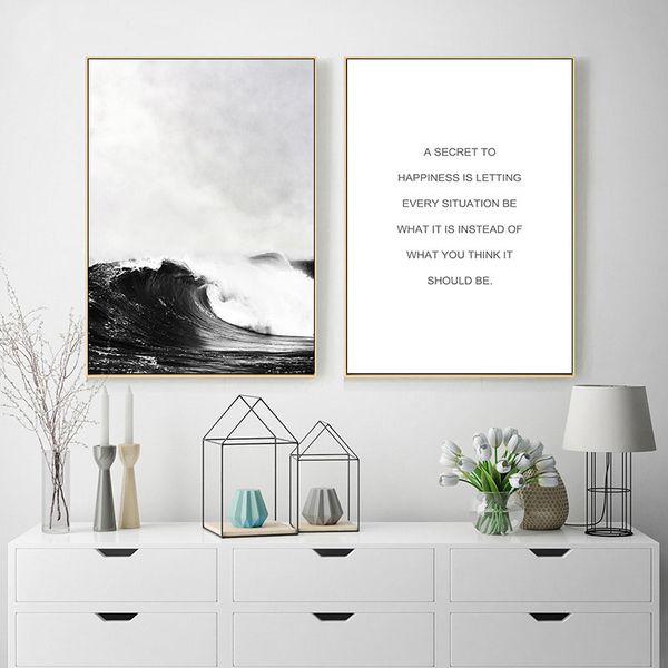 

scandinavia ocean waves landscape canvas painting black white sea nordic posters prints decorative pictures home decor