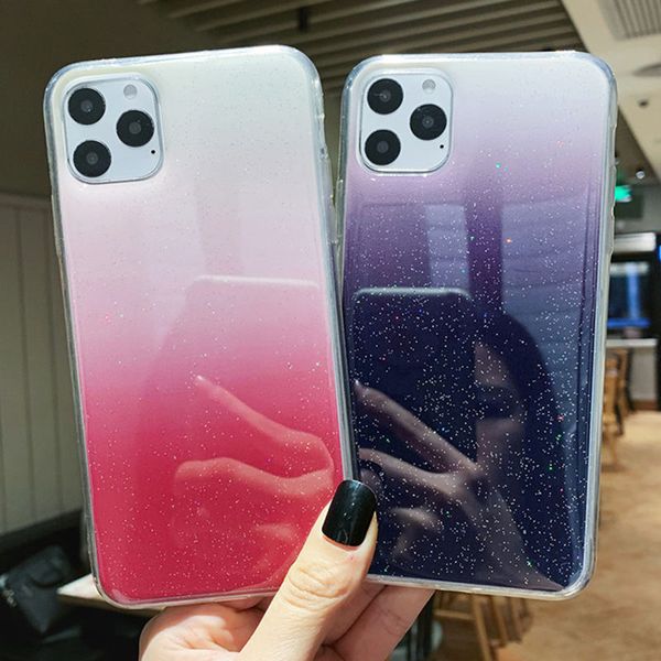 

glitter gradient color phone case for iphone 11 11pro max xr xs max 6 6s 7 8 plus x shining glitter back cover for iphone 11 pro