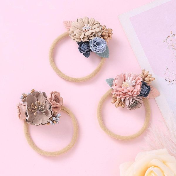 

infant baby girls floals headband kids flower crown pgraphy props hair band simulation floals hair band hair accessory, Slivery;white