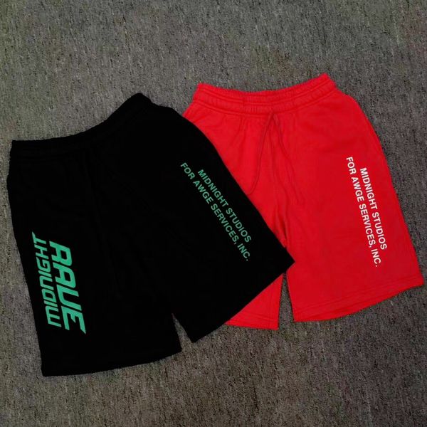 

лучший вариант a $ ap rocky марка awge полночь studios логотип printed men ag шорты hiphop мужчины coon шорты joggers колено дизайнер одежды, Black
