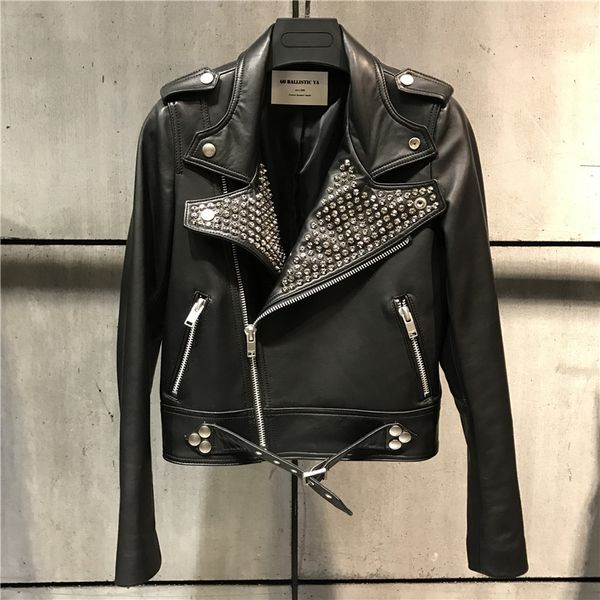 

genuine leather jacket women real sheepskin blazer, Black