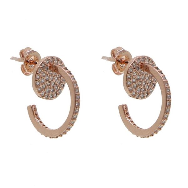 

rose gold silver classic sparking cz hoop design gorgeous women jewelry micro pave cz round charm layered earring, Golden;silver