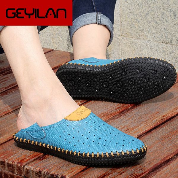 

big size men sandals genuine leather sandals men outdoor casual shoes breathable fisherman shoes beach se-74, Black