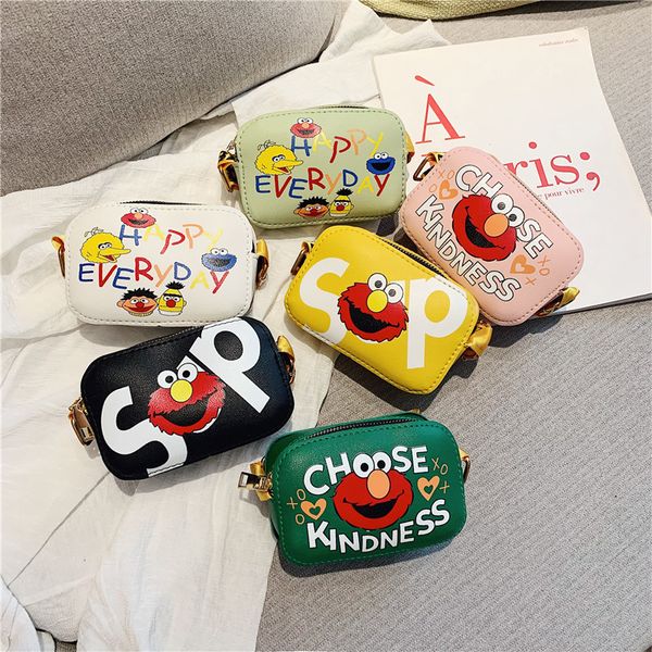 

new style japanese-style cartoon printed shoulder children's bag sesame street purse korean-style fashion broadband shoulder bag