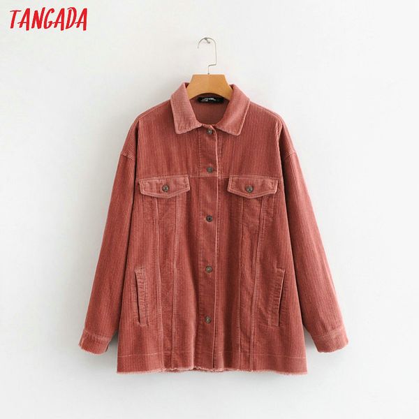 

tangada winter women tassel corduroy jackets oversized vintage ladies casual coats outerwear retro sy31, Black;brown
