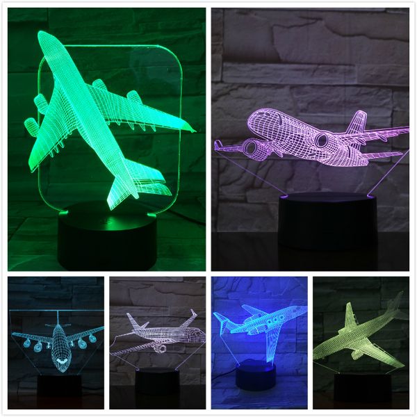 

airplane model usb 3d led night light illusion lampara aeroplane kids gift gece lambas passenger plane table lamp bedside