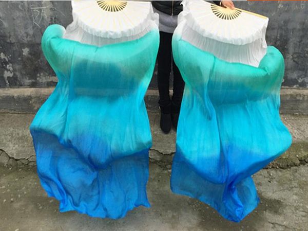 

150cm pure silk fan veils for belly dance costume accessory colorful bambo folding fans oriental dancer kids ing, Black;red