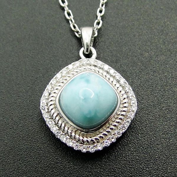 

новый дизайн стерлингового серебра 925 пробы larimar подвески 8. 5x8. 5mm larimar камень натуральный larimar ювелирные изделия кулон для жен, Silver
