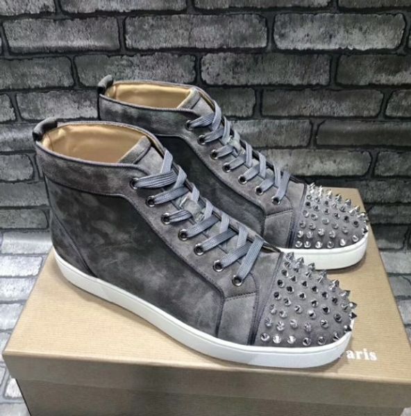 

designs shoes spike calf low cut mix 20 red bottom sneaker luxury party wedding shoes genuine leather spikes lace-up casual shoes 46, Black