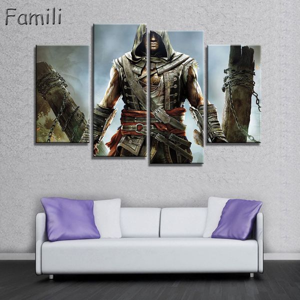 

modular pictures hd print unframed canvas paintings 4 panel movie assassins creed character wall for living room cuadros picture