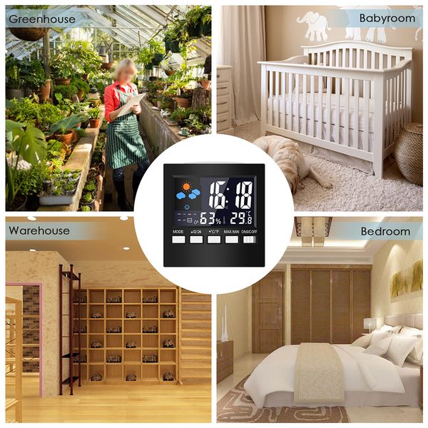 

new weather station alarm clock thermometer wireless temperature humidity meter