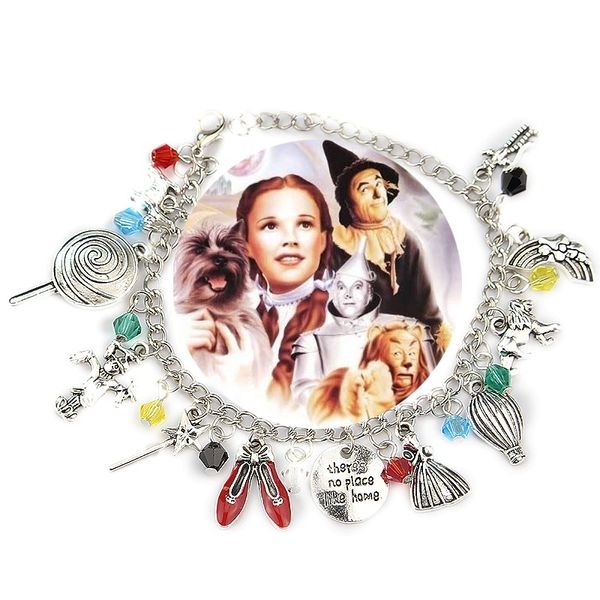 

classic movie the wizard of oz charm bracelet there is no place like home bangle women girls fairy tale wristband accessories, White