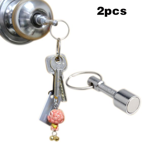 

2 pcs/set strong magnet key holder pocket keychain split ring keyrings gift fs99, Silver
