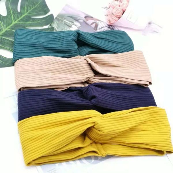 

vintage knit wool cross hair band wild temperament head rope headbands fabric hair accessory, Black;brown