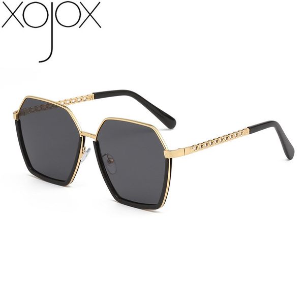 

xojox fashion oversized sunglasses for men women classic alloy polygonal eyeglasses gradient lens uv400 streetwear sun glasses, White;black