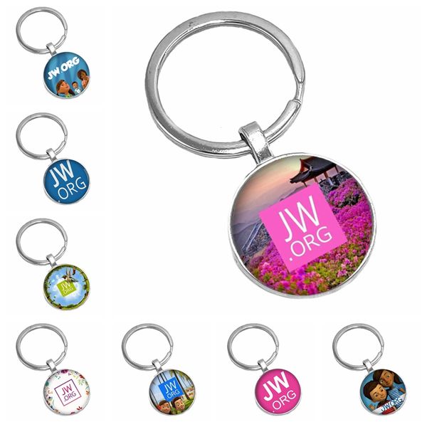 

2019 jw.org keychain fashion jehovah's witness and romantic elegant pansy glass picture cabochon accessories jw jewelry, Silver