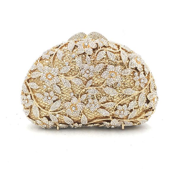 

luxuries women evening party clutch bag bridal wedding diamonds bag rhinestone accessories elegant flower full crystal purse